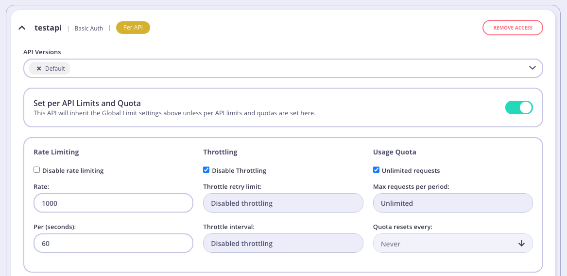 Tyk API Gateway Quotas