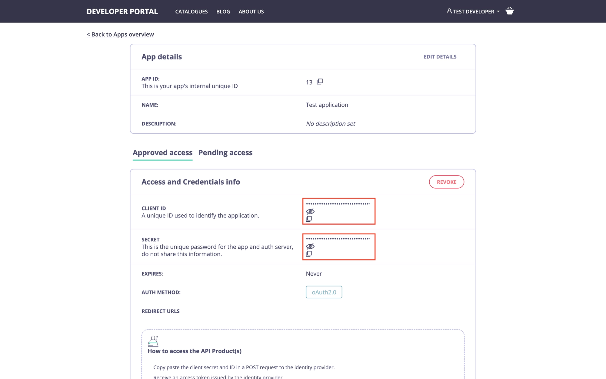 Copy the oAuth2.0 credentials