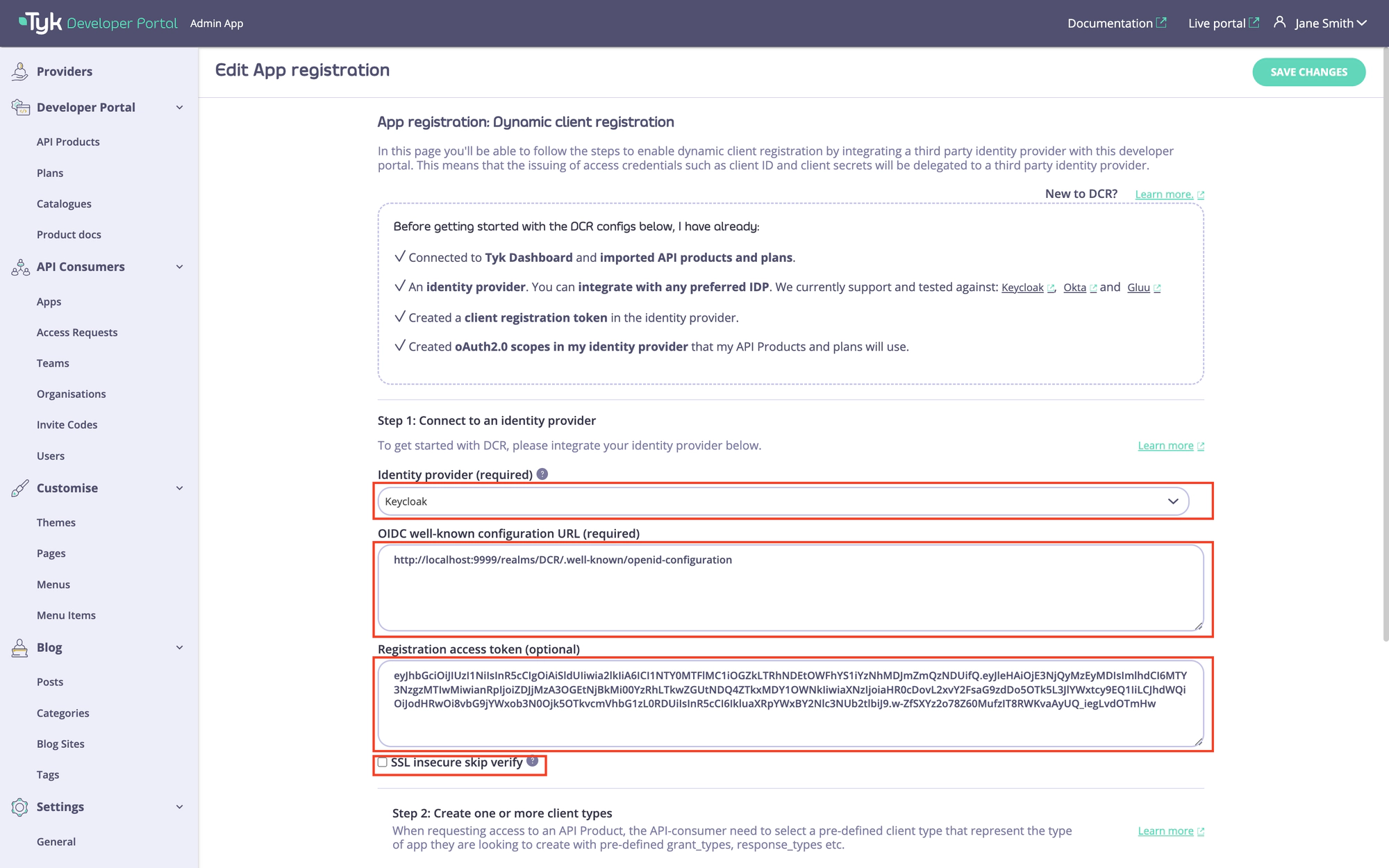 Specify connection setting to the IdP