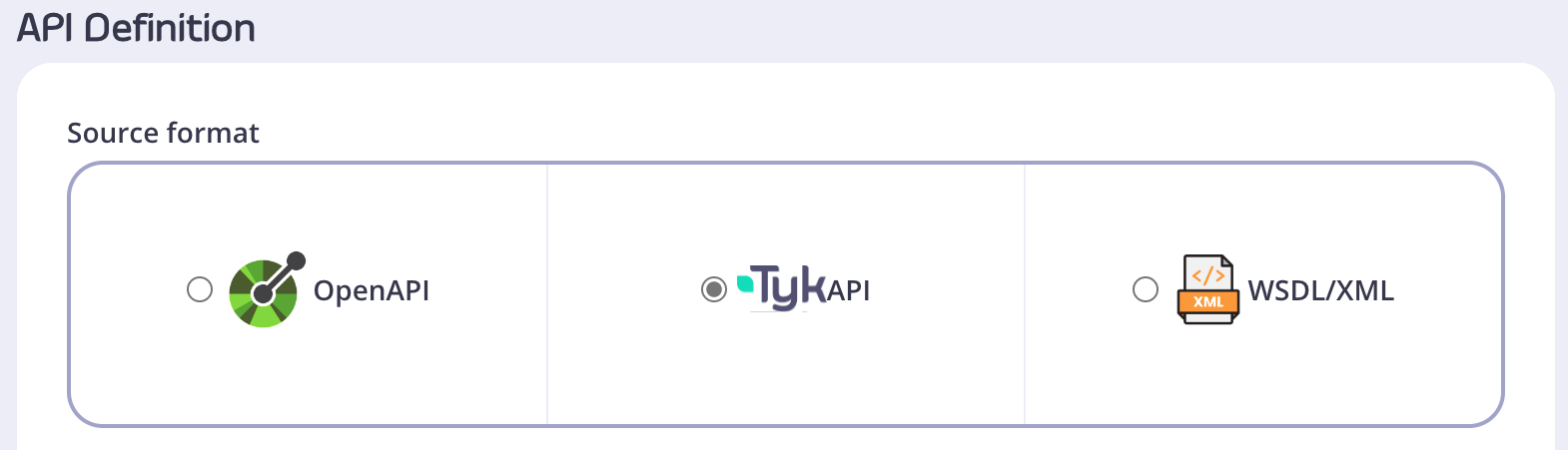 Tyk API format option