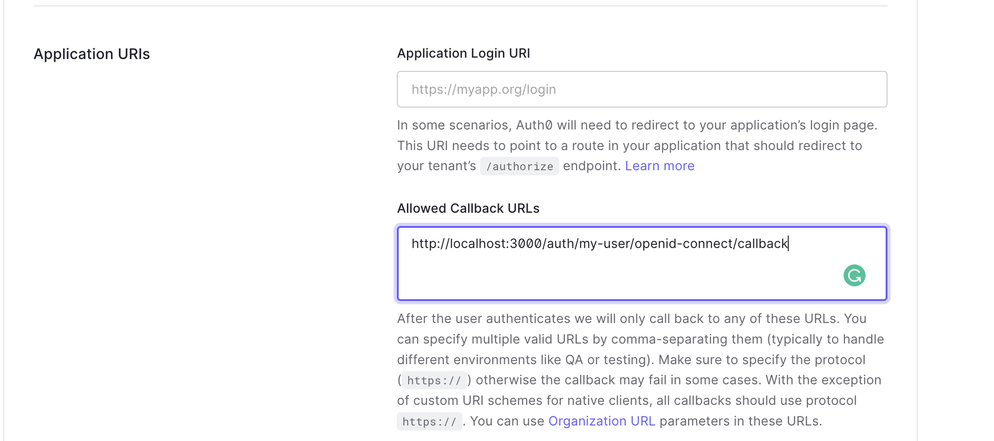 Auth0 Allowed Callback URLs