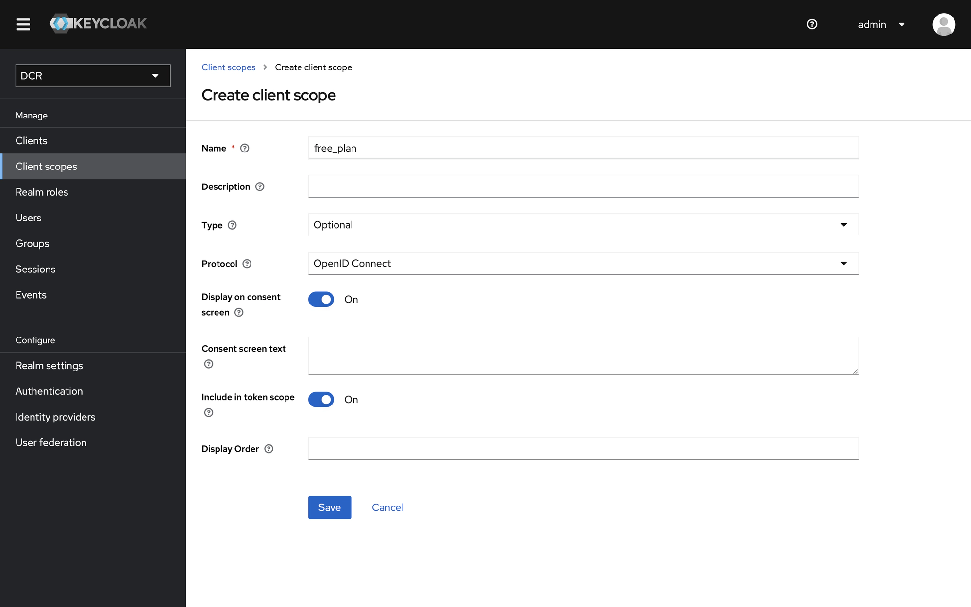 Create a scope for a plan