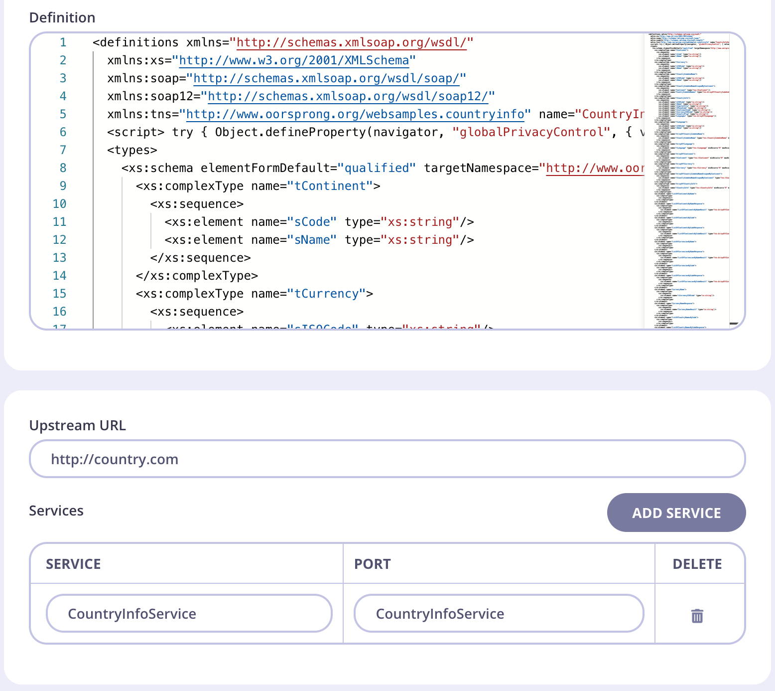 WSDL Editor and configuration option