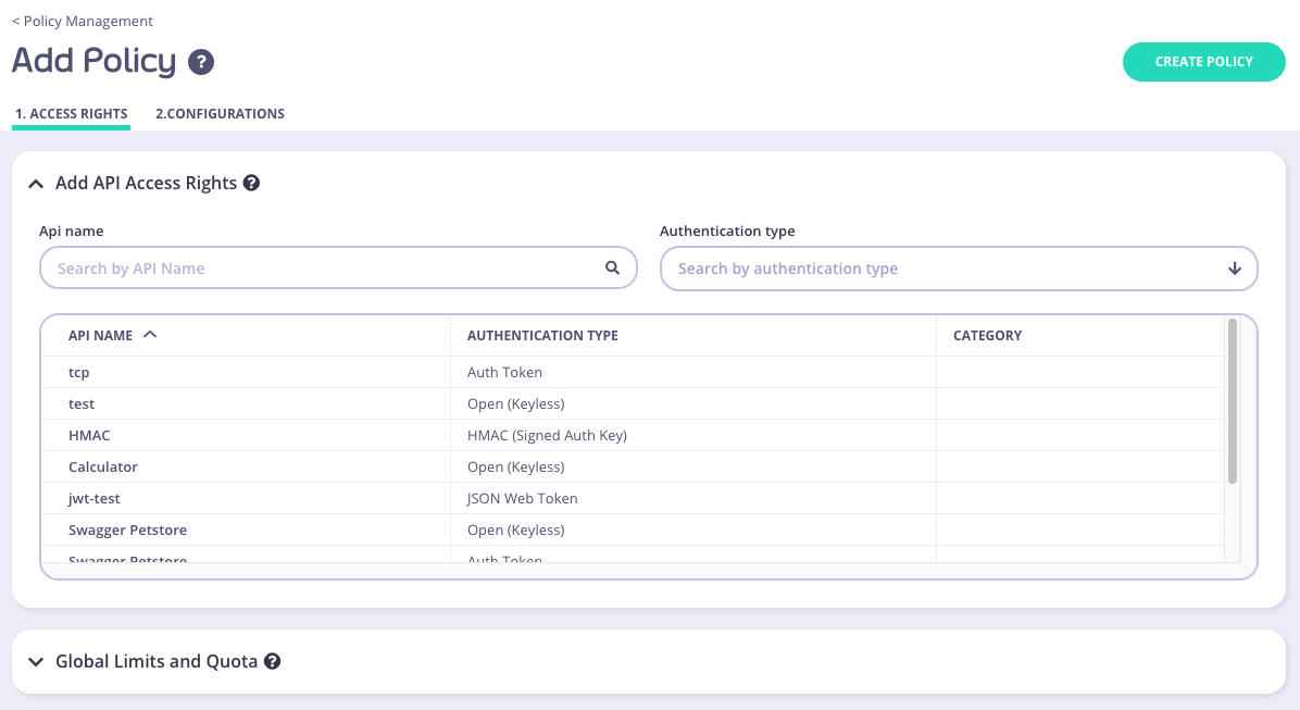 Policy name form