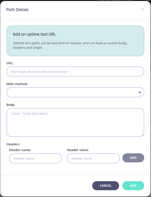 Test details form and add button location