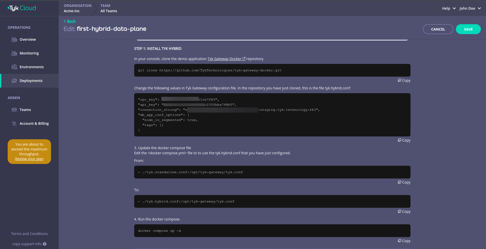 Tyk Cloud hybrid detailed instructions