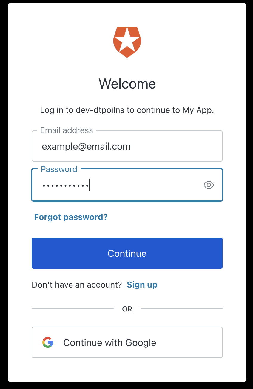 Auth0 login form