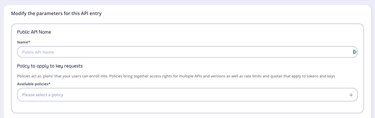 Portal name and security policy