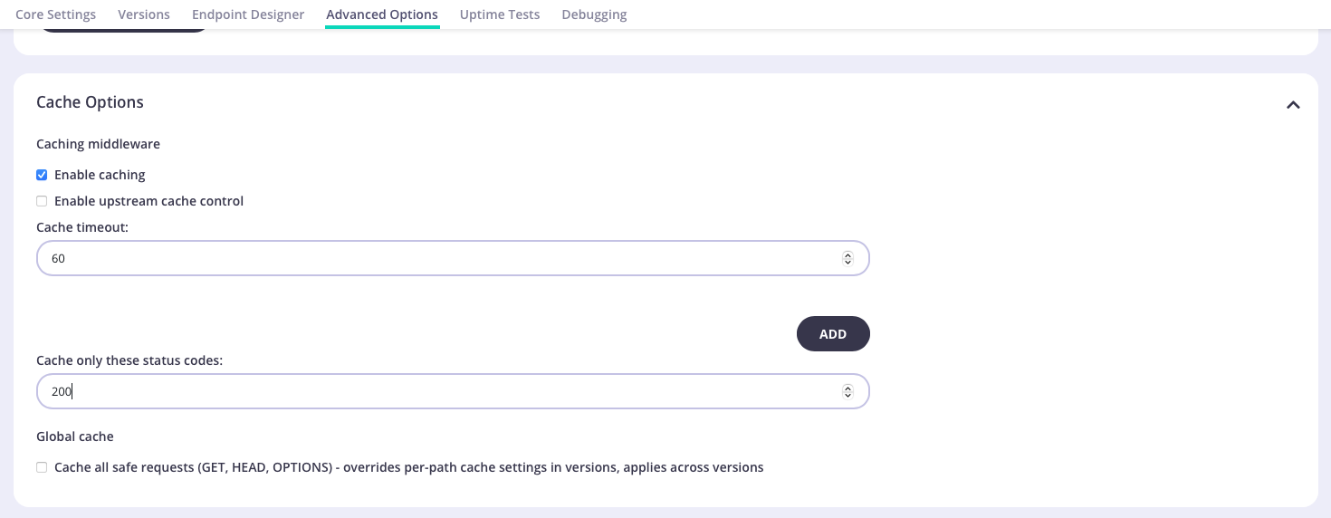 Cache Options