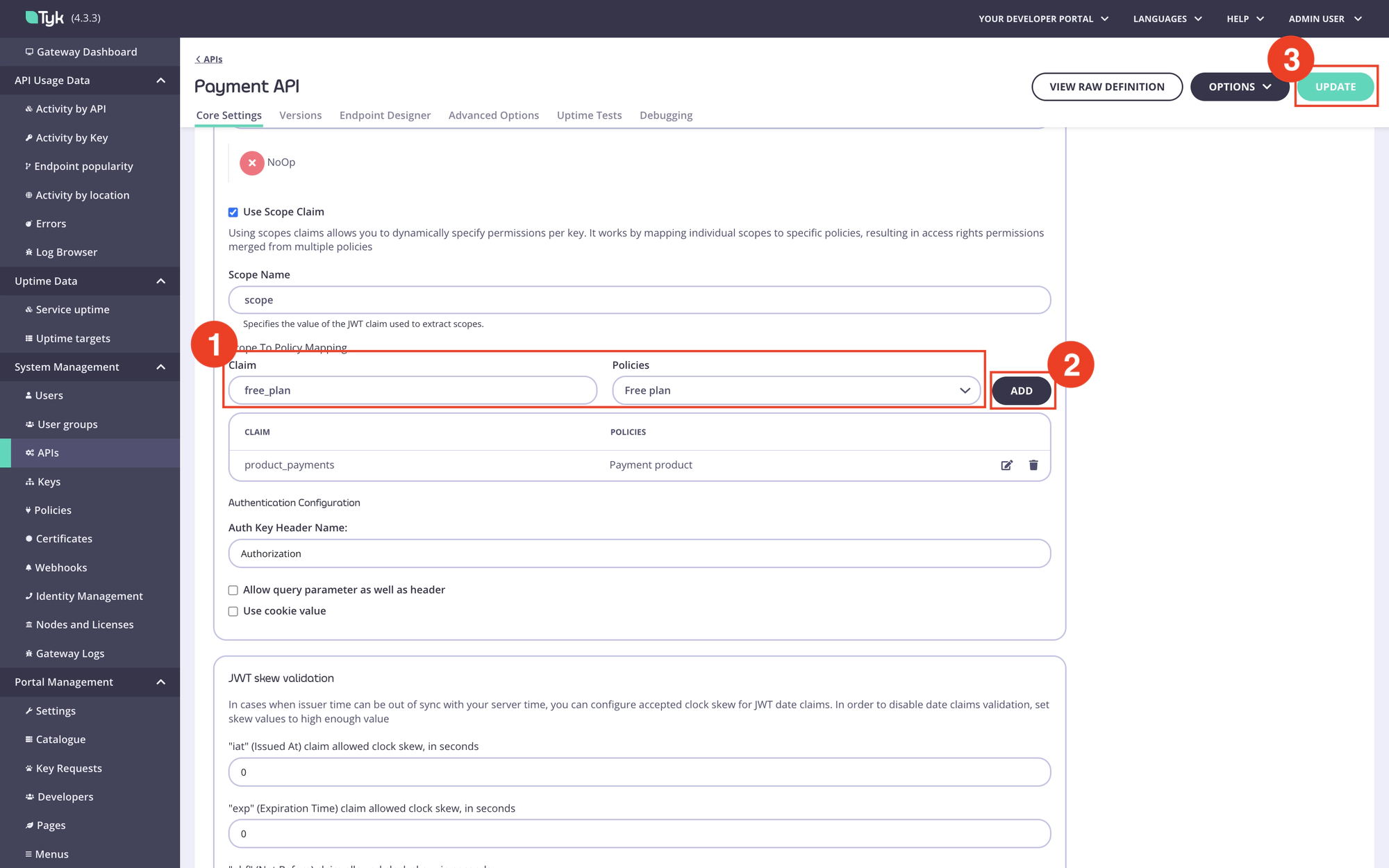 Add scope to policy mapping for the plan scope