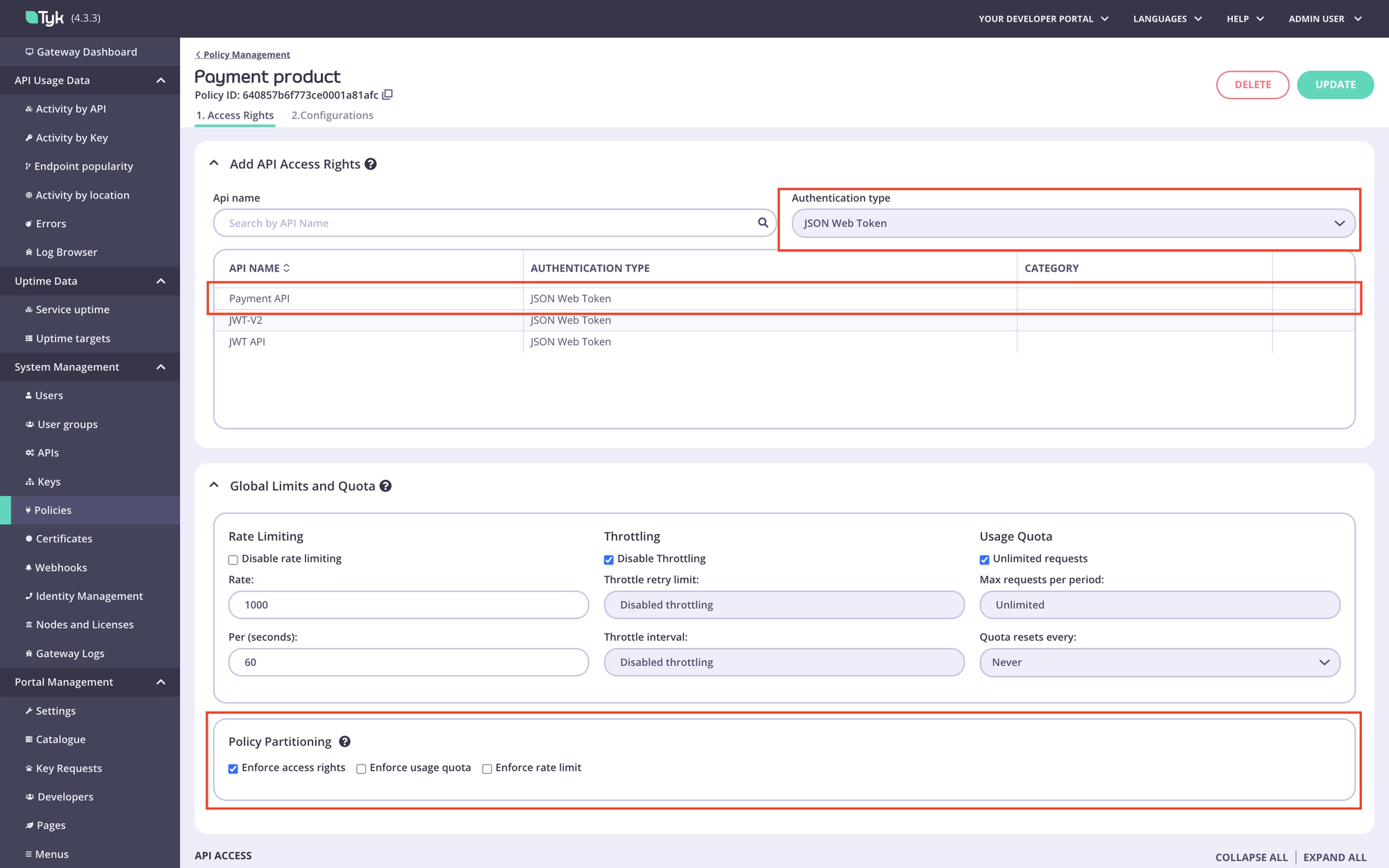 Create a policy for a product