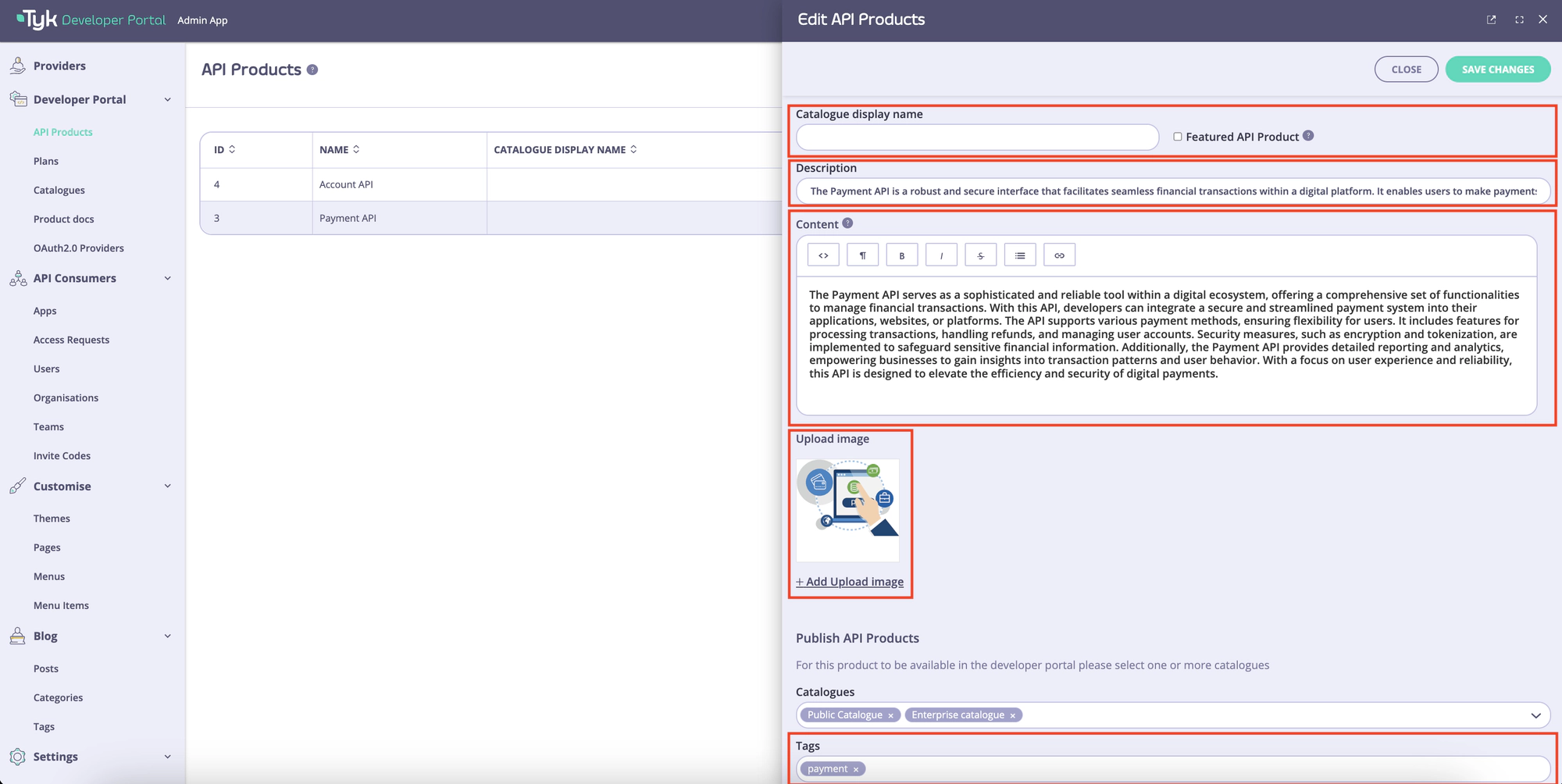 Customize visual appearance of an API Product