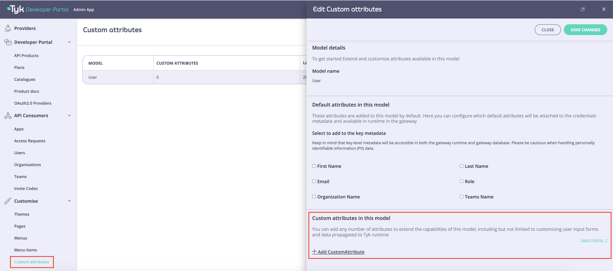 Navigate to the User's attributes