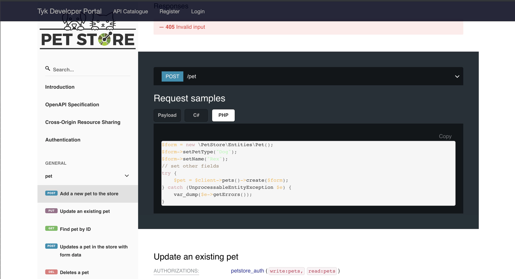 Tyk Portal Catalogue API Documentation with ReDoc