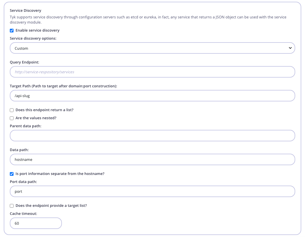 Service discovery configuration