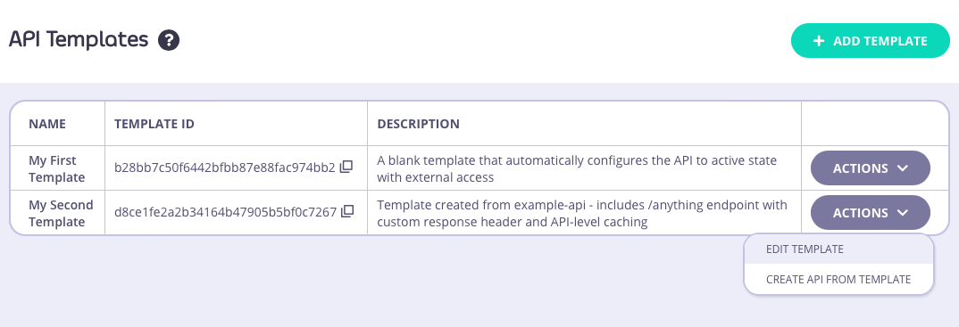 Accessing the API template