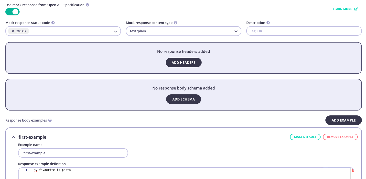 Mock Response middleware automatically configured from OpenAPI description