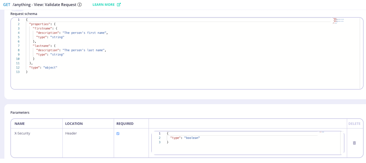 Validate Request middleware schema is automatically populated