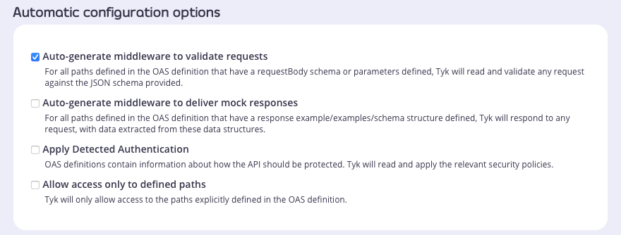 Select the option during OpenAPI import to validate requests