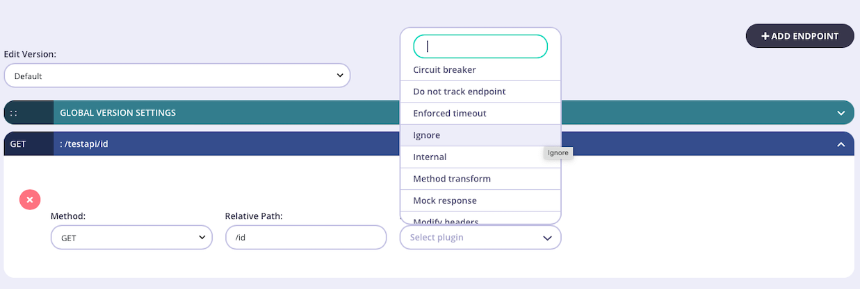 Adding the ignore authentication middleware to a Tyk Classic API endpoint