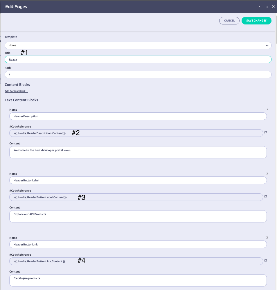 Go template blocks and portal UI