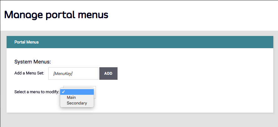 Manage portal menu