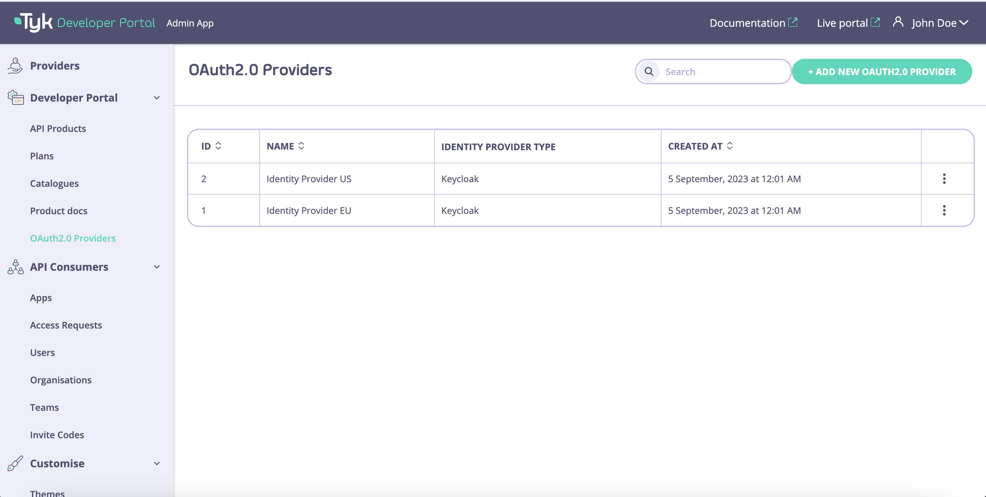 Tyk Enterprise Developer Portal v1.6.0