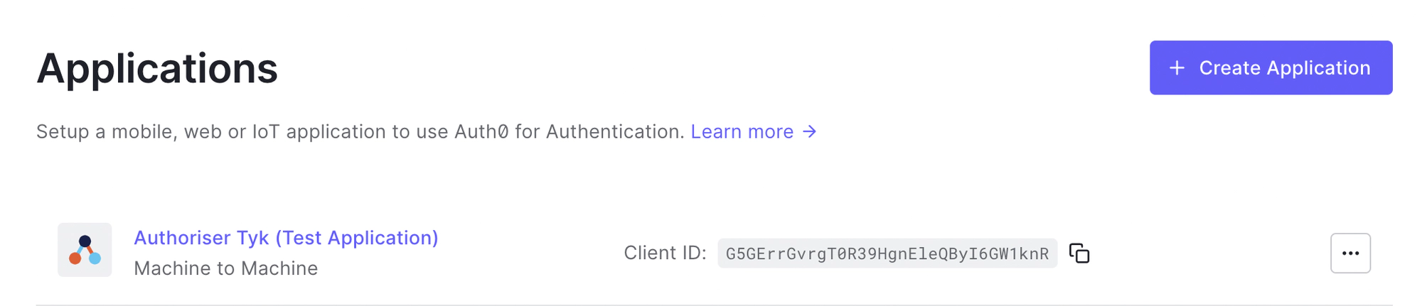 New Auth0 Application