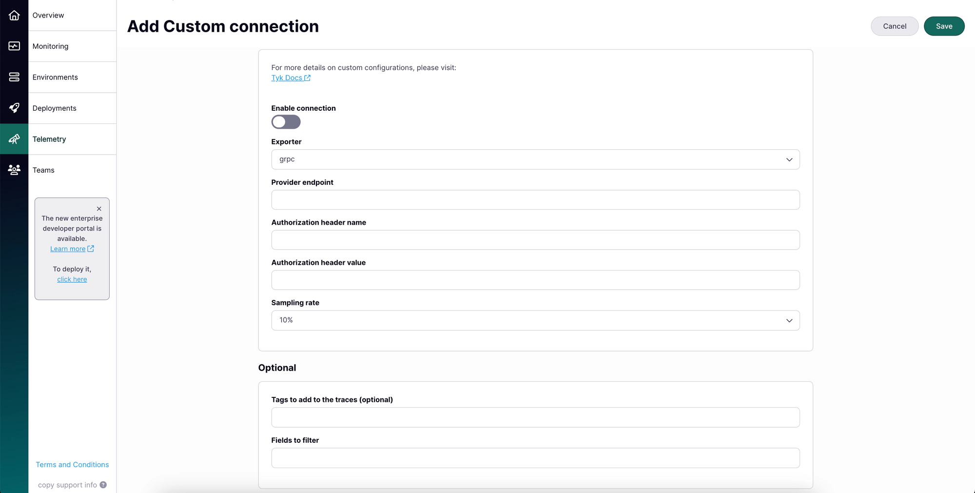 Tyk Cloud Telemetry Custom