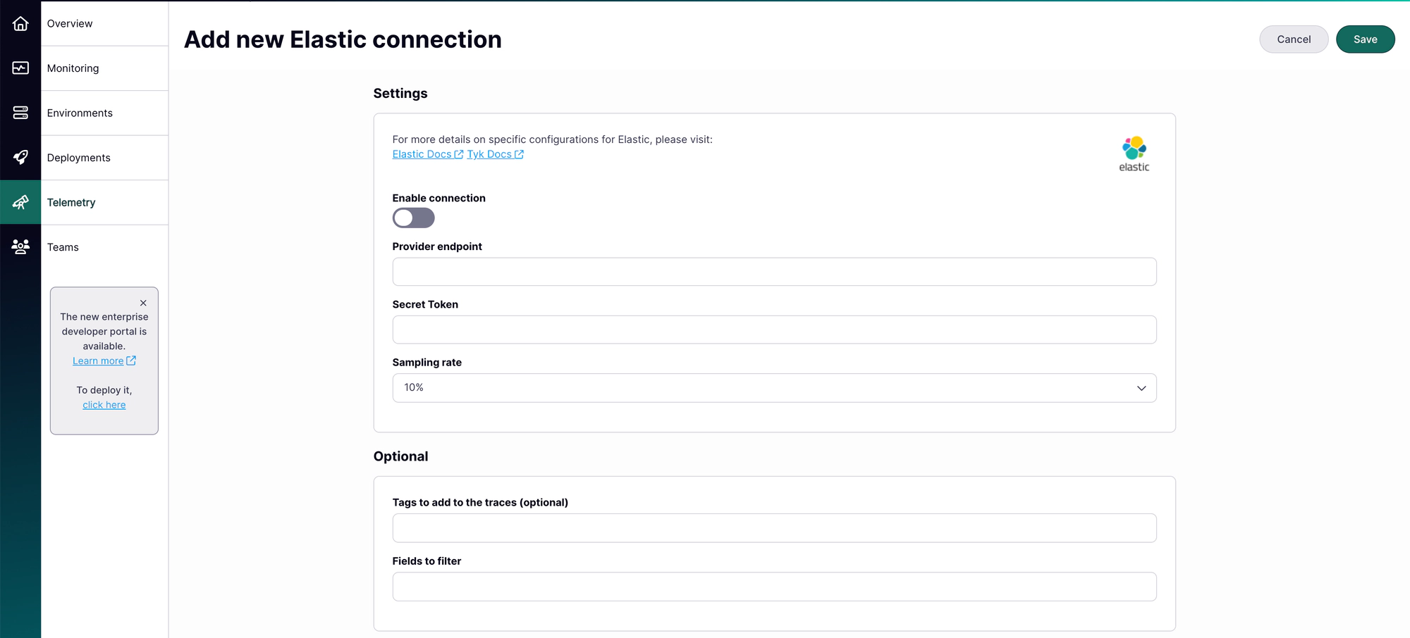 Tyk Cloud Telemetry Elastic