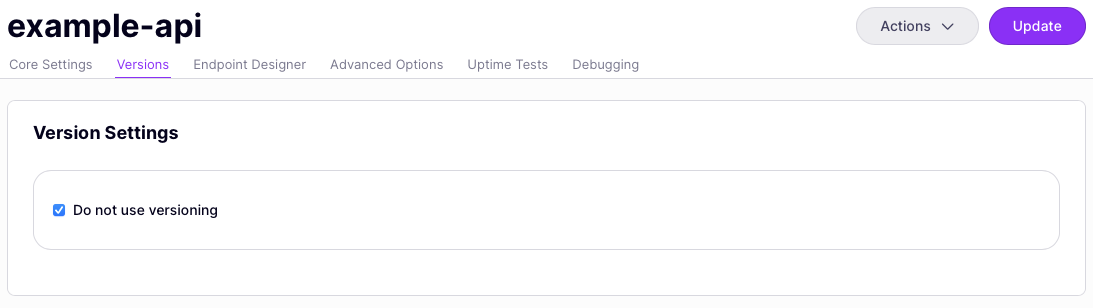 Enabling versioning for a Tyk Classic API