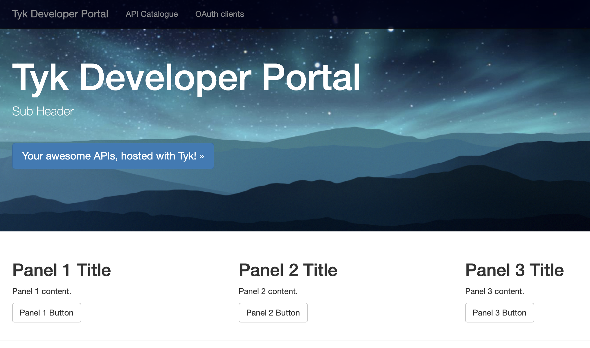 Developer Portal Home Screen