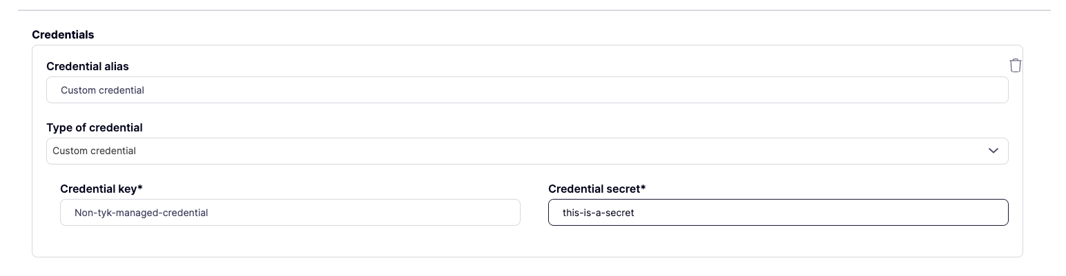 Non-Tyk managed credential