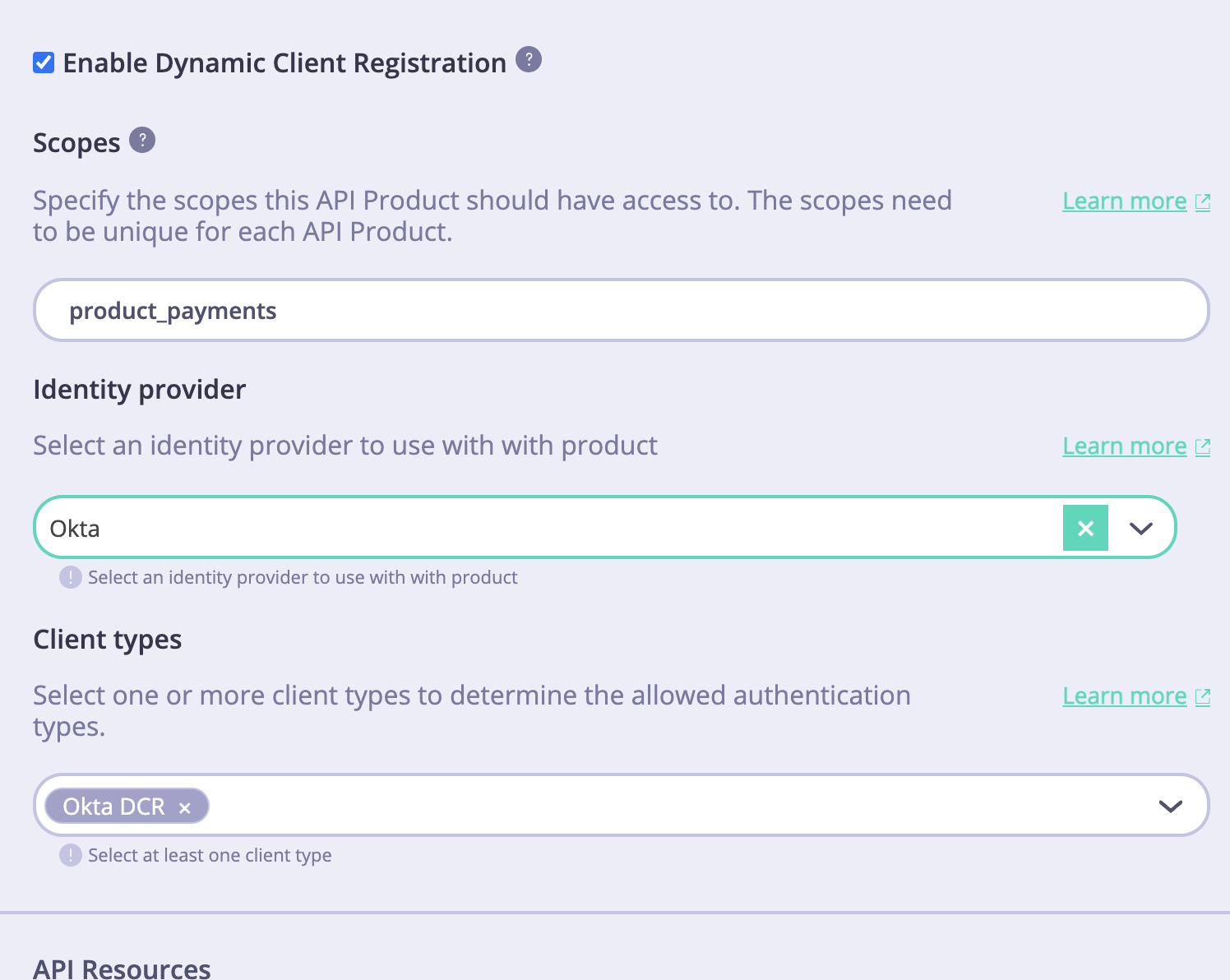 Configure an API Product to work with the DCR flow