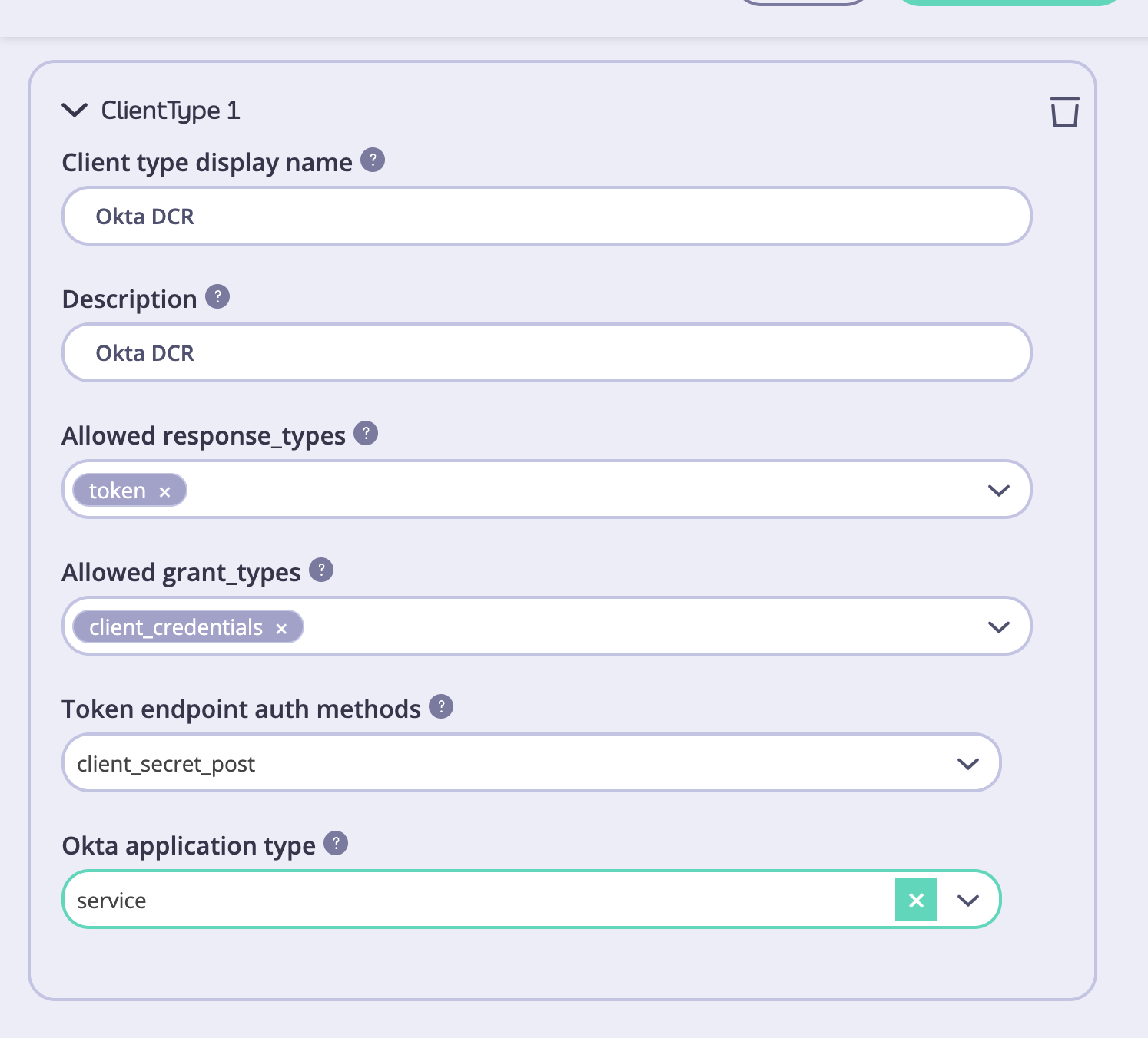 Configure a client type