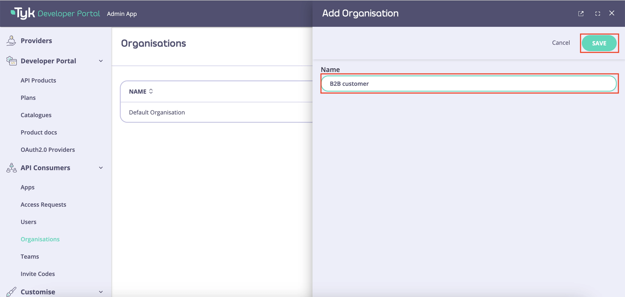 Add a new Organization
