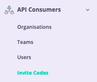 Invite Codes menu