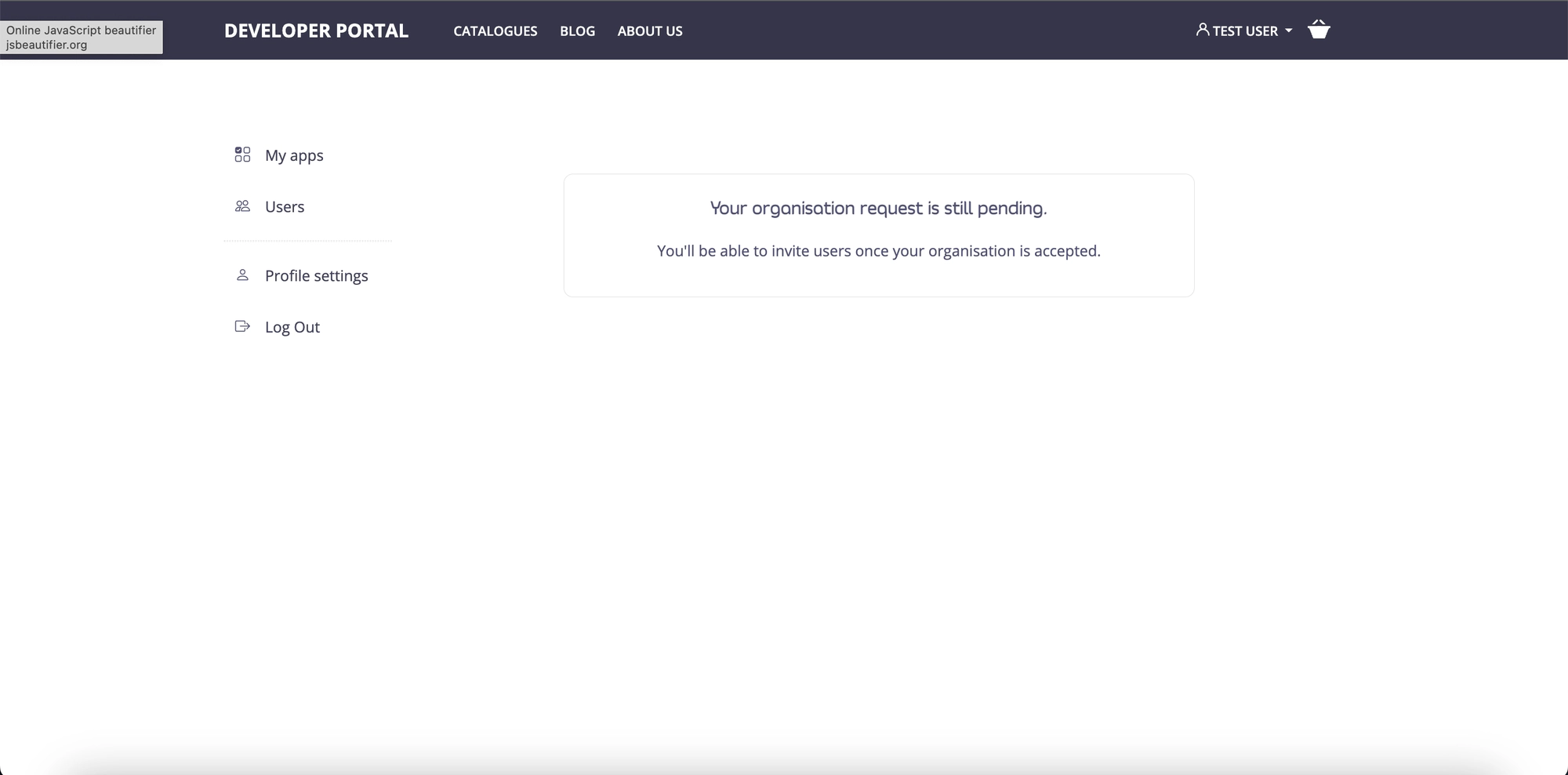 Organization registration is pending