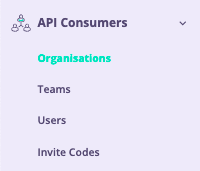 Portal Organisations menu