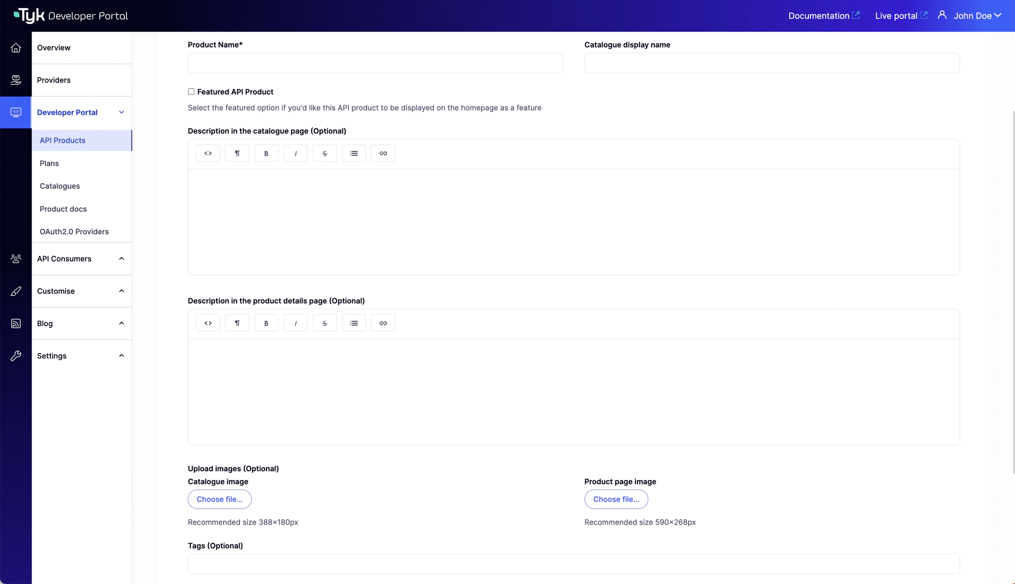 Customize visual appearance of an API Product