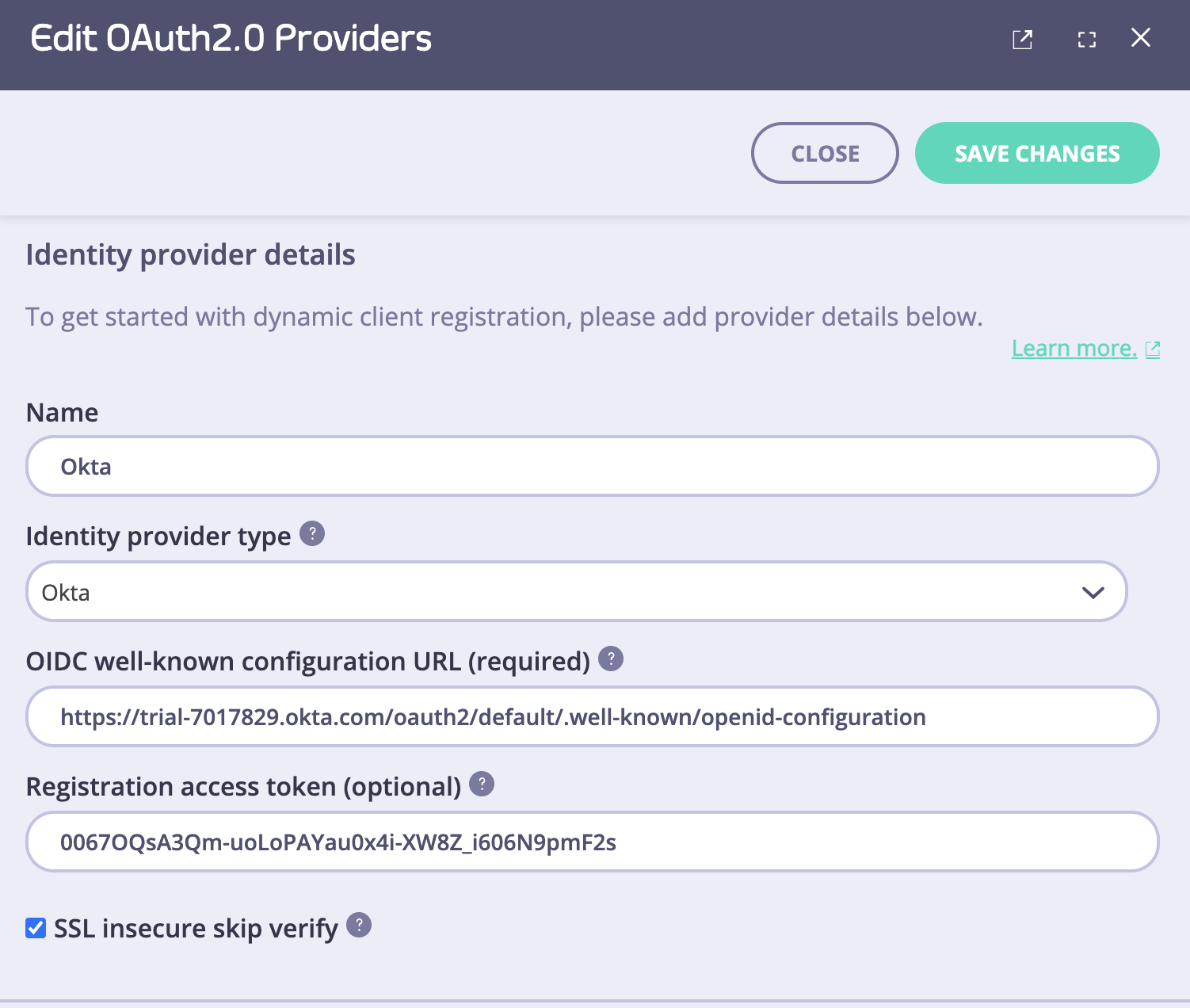 Specify connection setting to the IdP