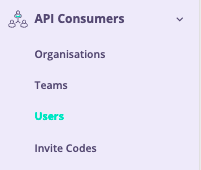Portal API Users menu