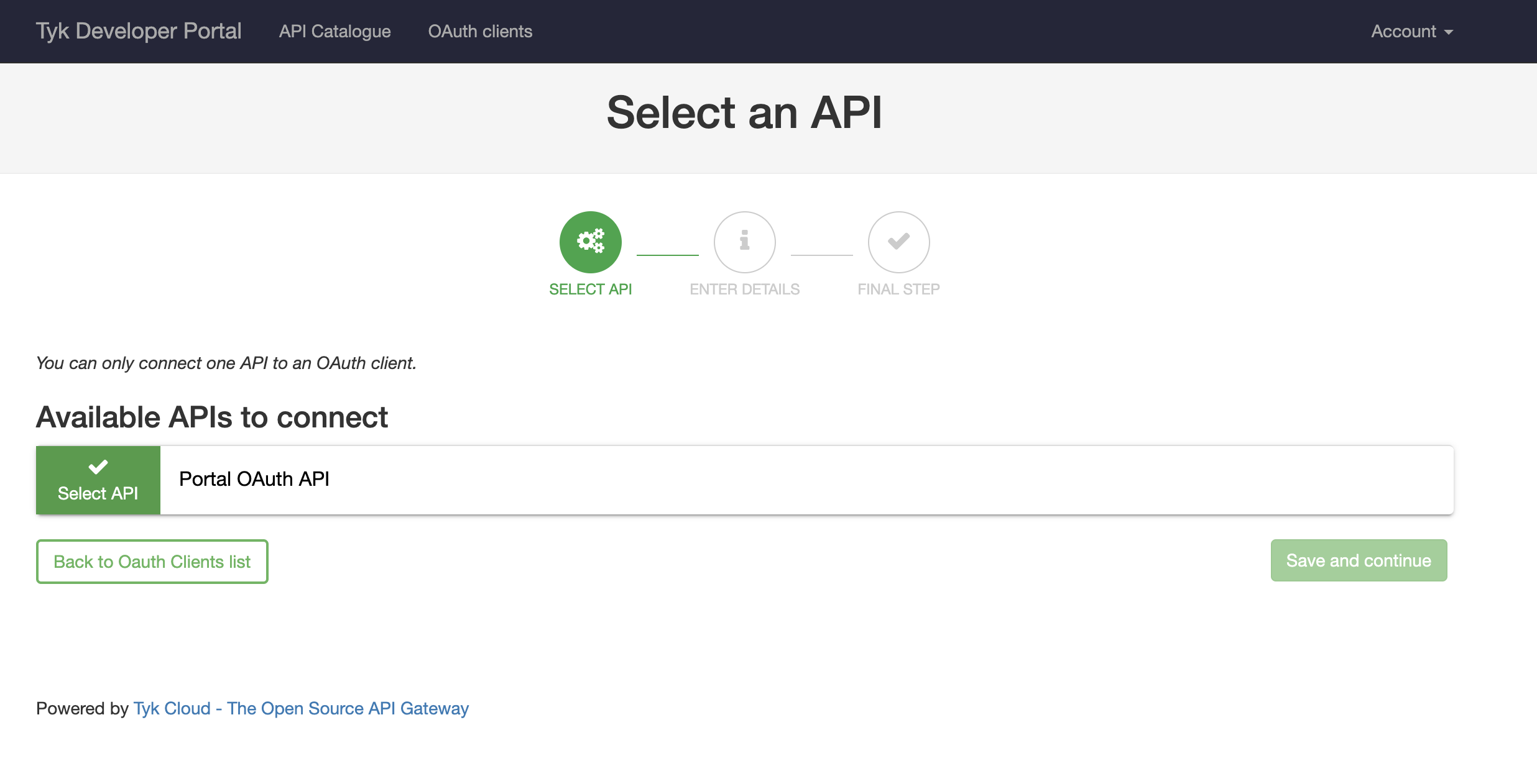 Select API Screen