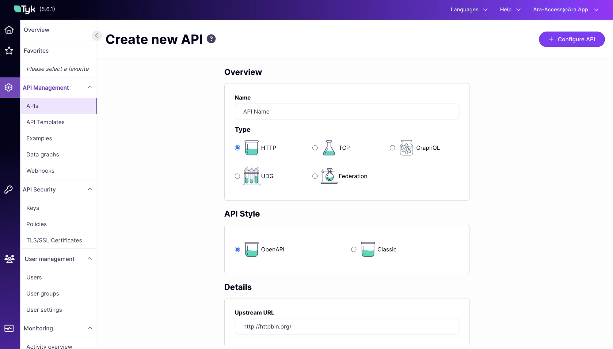 Create New API