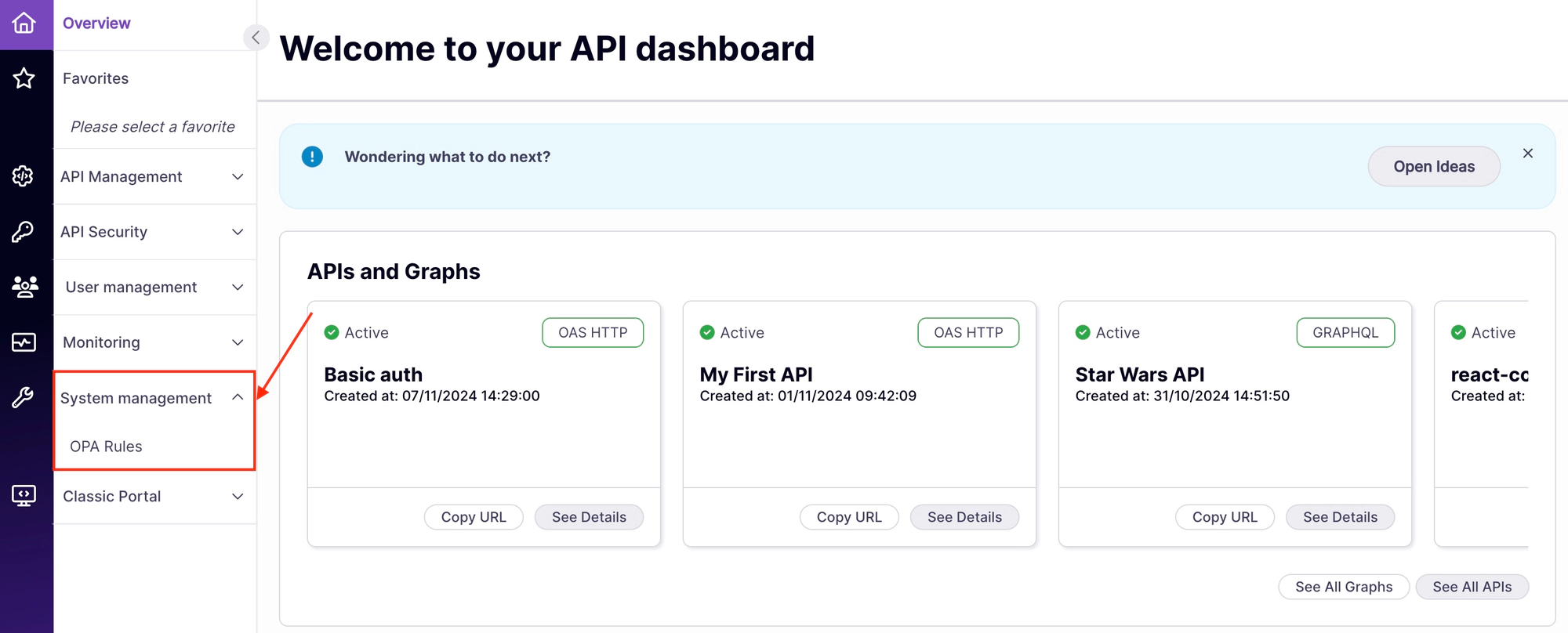 System Management Side Bar