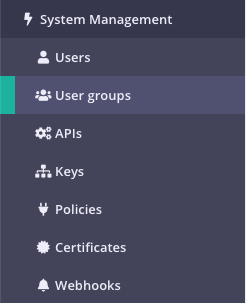 User group menu