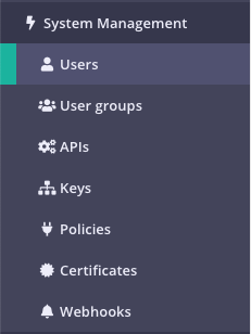 Users menu