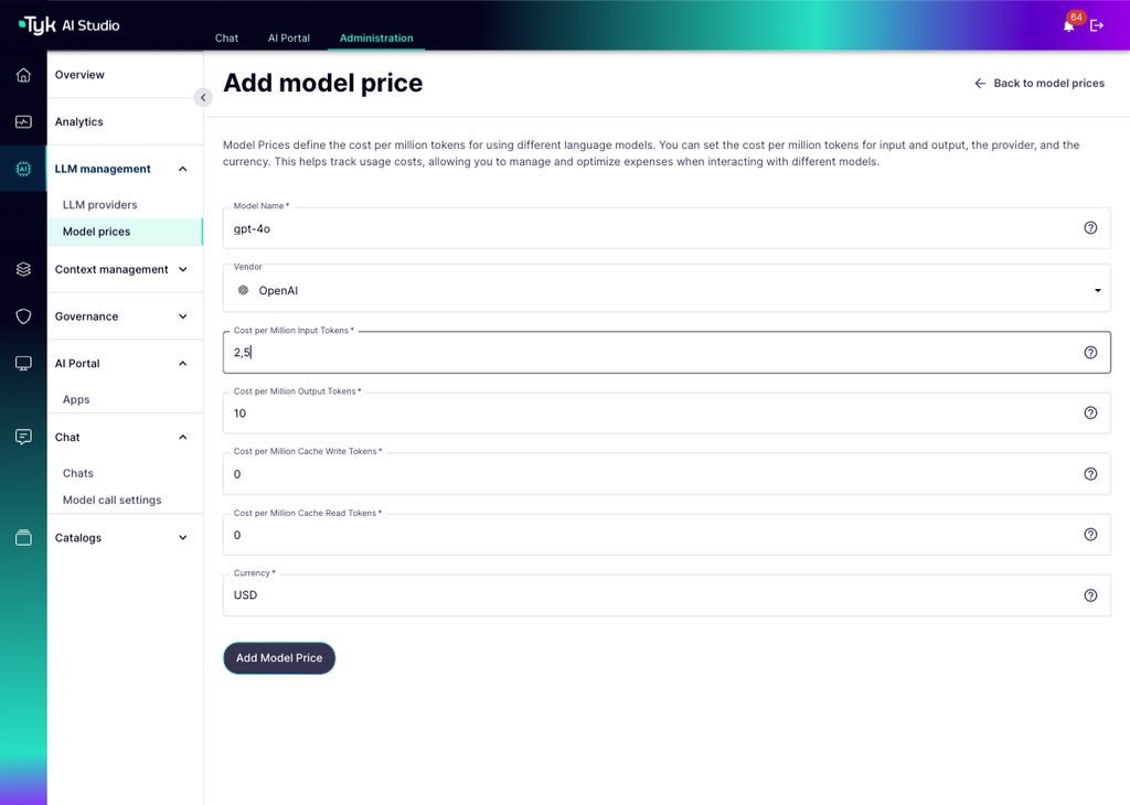 Model Price Config