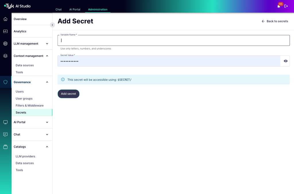 Secrets UI