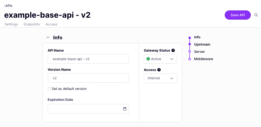 New version of Tyk OAS API has been created